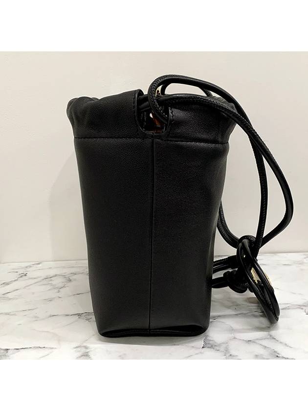 V Logo Pouf Nappa Leather Small Bucket Bag Black - VALENTINO - BALAAN 5