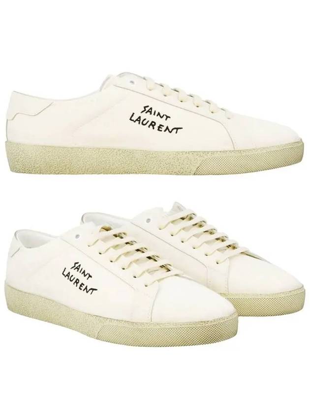 Court Classic SL/06 Embroidered Sneakers In Canvas And Leather Cream - SAINT LAURENT - BALAAN 2