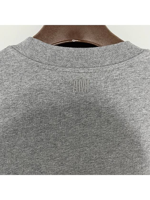 Small Heart Logo Cotton Long Sleeves T-Shirt Heather Grey - AMI - BALAAN 6