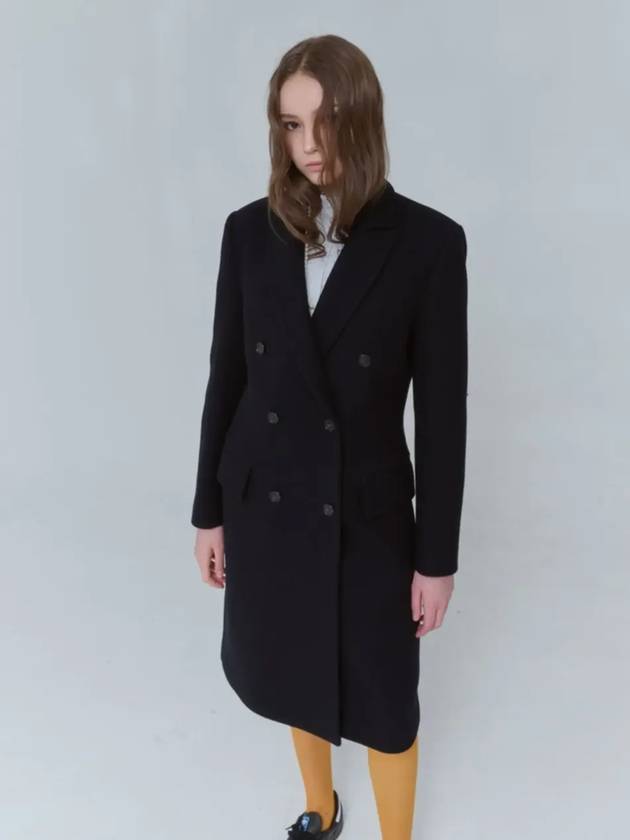 Long middle WOOL coat navy 0130 - VOYONN - BALAAN 5