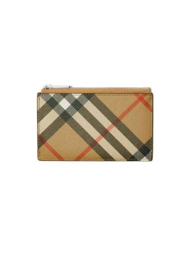 Check Zip Card Wallet Sand - BURBERRY - BALAAN 1