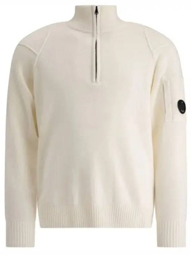 Lambswool GRS Half Zipped Knit Top White - CP COMPANY - BALAAN 2