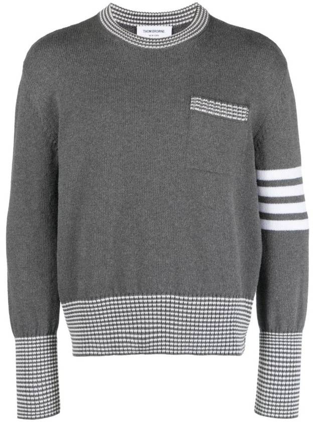 Hector Crew Neck Cotton Knit Top Grey - THOM BROWNE - BALAAN 1