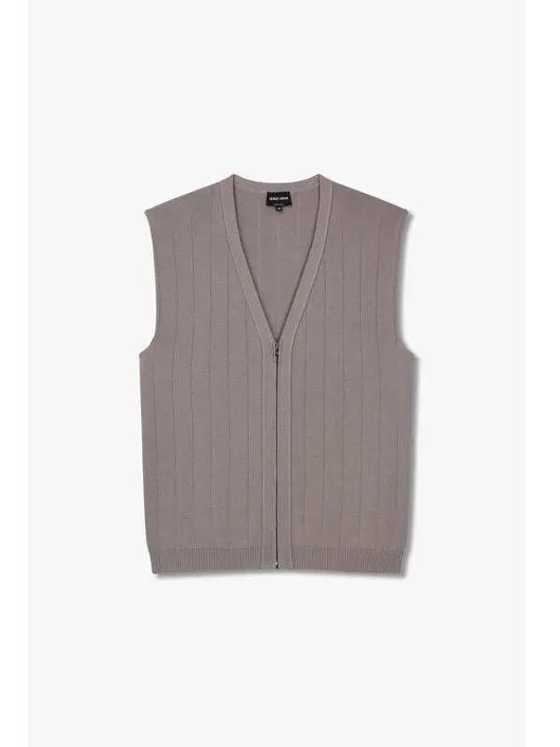 Just One Day Men s Silky Wool Knitted Zip Up Vest Warm Gray - GIORGIO ARMANI - BALAAN 1