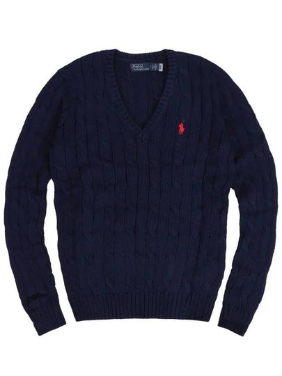 Kimberly Embroidered Logo Pony Cable Knit Top Navy - POLO RALPH LAUREN - BALAAN 2