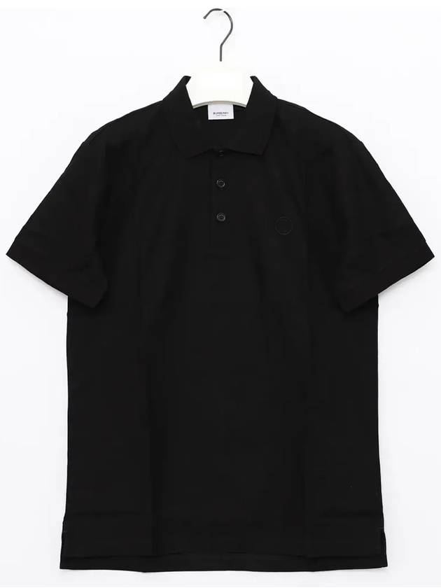 Monogram Motif Short Sleeve Polo Shirt Black - BURBERRY - BALAAN 3