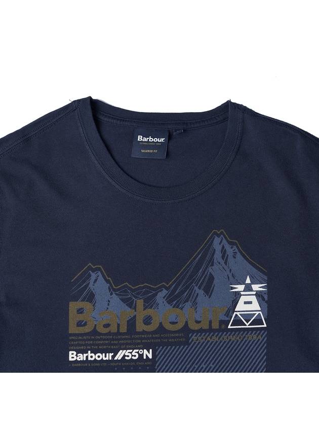 Logo Print Cotton Short Sleeve T-shirt Navy - BARBOUR - BALAAN 4