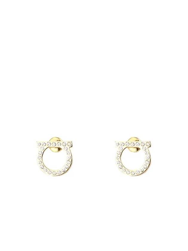 Gancini Crystal Large Earrings Gold - SALVATORE FERRAGAMO - BALAAN 3