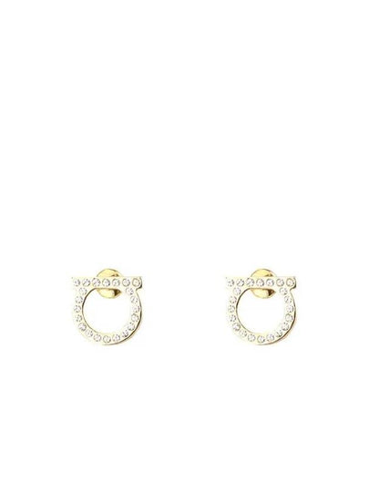 Gancini Crystal Large Earrings Gold - SALVATORE FERRAGAMO - BALAAN 2