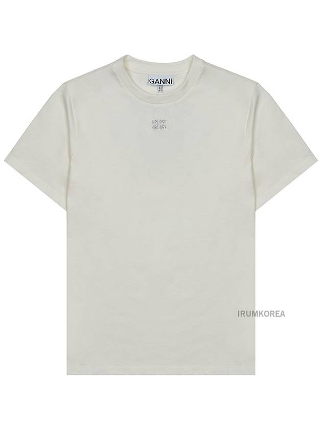 Logo Cotton Short Sleeve T-Shirt White - GANNI - BALAAN 3