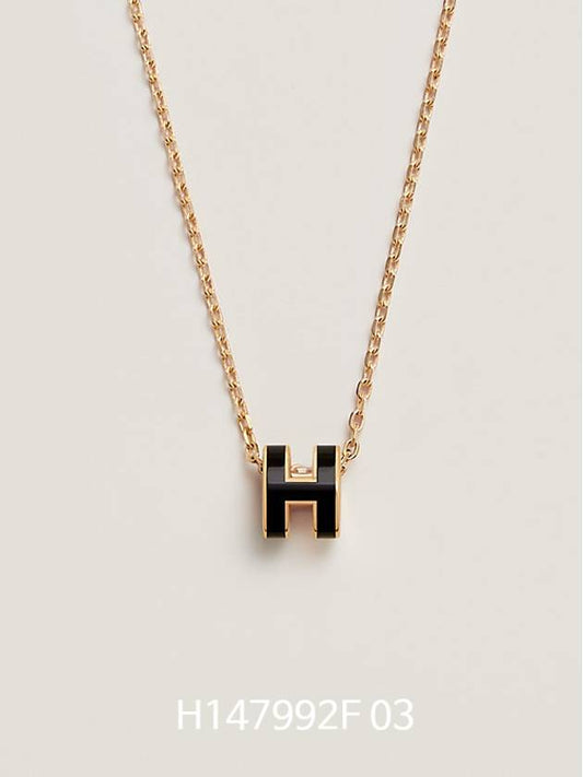 Mini Pop H Pendant Necklace Gold Noir - HERMES - BALAAN 2