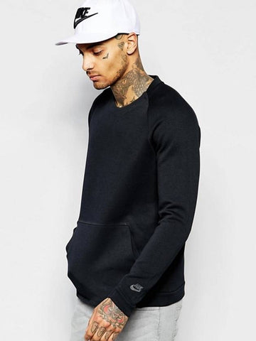 01805140010Tech fleece kangaroo pocket tshirtblack - NIKE - BALAAN 1