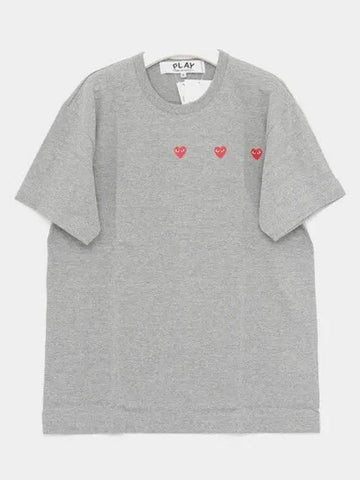 Triple Red Heart Short Sleeve T Shirt P1T3372 GRAY 271771 1043712 - COMME DES GARCONS - BALAAN 1