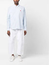 Small Heart Logo Gingham Button Long Sleeves Shirt Sky Blue - AMI - BALAAN 3