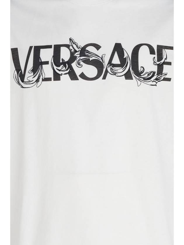 Men's Barocco Silhouette Logo Short Sleeve T-Shirt White - VERSACE - BALAAN 4