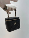 Classic Small Chain Grained Calfskin Gold Metal Cosmetic Case Mini Bag Black - CHANEL - BALAAN 6