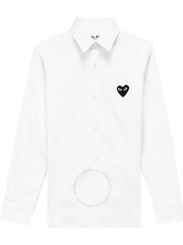 Cgd Play Long Sleeve Embroidered Heart Emblem Shirt, Size X-Small - COMME DES GARCONS PLAY - BALAAN 1