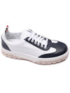 Calf Suede Cable Knit Low Top Sneakers White Navy - THOM BROWNE - BALAAN 4