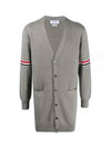 Stitched V-Neck Milano Wool Jersey Cardigan Light Grey - THOM BROWNE - BALAAN 2