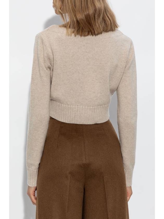 Angry Wool Cashmere Crop Knit Top Beige - MAX MARA - BALAAN 5