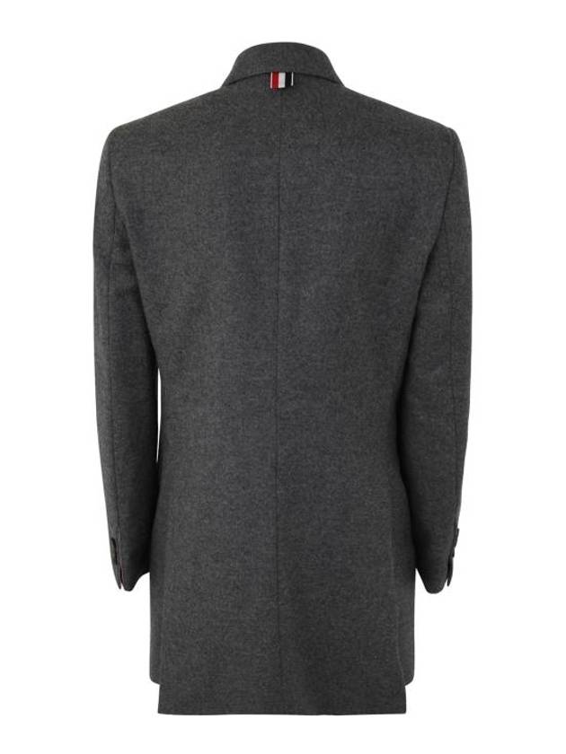 Women's Flannel Sports Wool Double Coat Medium Grey - THOM BROWNE - BALAAN 3