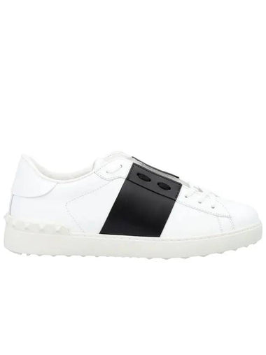 Men's Hidden Open Low Top Sneakers White Black - VALENTINO - BALAAN 1