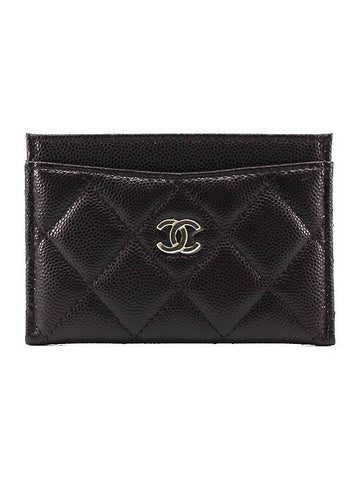 CH Classic Caviar Dark Brown Card Wallet Gold AP0213 CH22WT016 - CHANEL - BALAAN 1