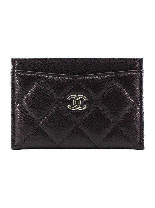 CH Classic Caviar Dark Brown Card Wallet Gold AP0213 CH22WT016 - CHANEL - BALAAN 1