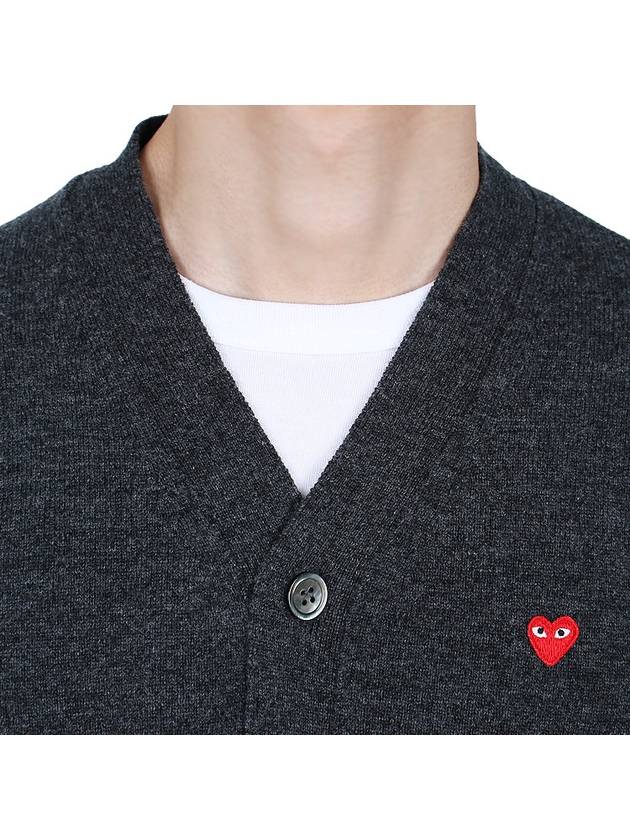 Mini Heart Wappen Wool Cardigan Dark Grey - COMME DES GARCONS - BALAAN 8