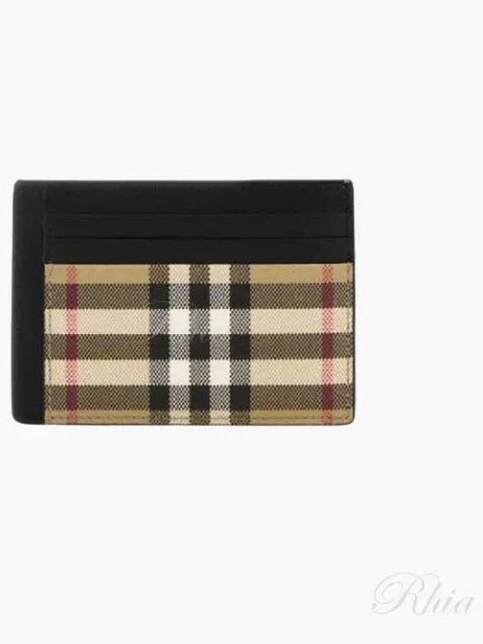 Check Logo Engraved Card Wallet Beige Black - BURBERRY - BALAAN 2