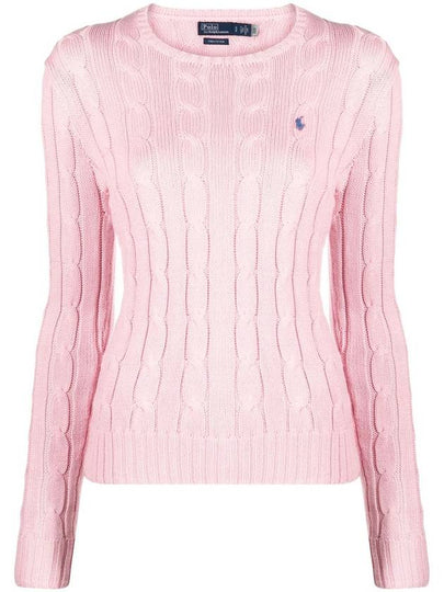 Embroidered Logo Pony Cable Knit Top Pink - POLO RALPH LAUREN - BALAAN 2