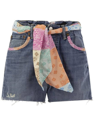 Denim shorts with belt and patches - MC 2 SAINT BARTH - BALAAN 1