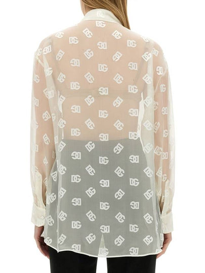 Monogram Jacquard Semi See-through Shirt F5O54TFJTBR - DOLCE&GABBANA - BALAAN 2