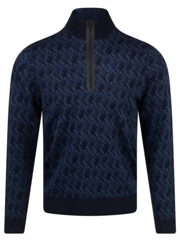 Nate JL Micro Bridge Jacquard Knit Top Navy Melange - J.LINDEBERG - BALAAN 2