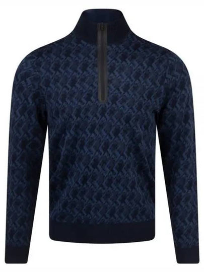 Nate JL Micro Bridge Jacquard Knit Top Navy Melange - J.LINDEBERG - BALAAN 2