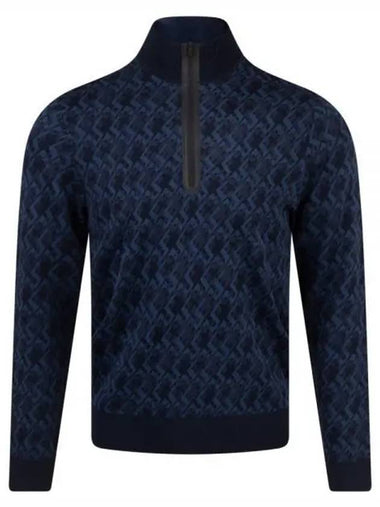 Nate JL Micro Bridge Jacquard Knit Top Navy Melange - J.LINDEBERG - BALAAN 1