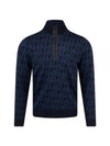 Nate JL Micro Bridge Jacquard Knit Top Navy Melange - J.LINDEBERG - BALAAN 2