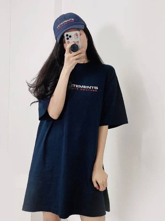 Couture Logo Overfit Short Sleeve T-Shirt Navy - VETEMENTS - BALAAN 2