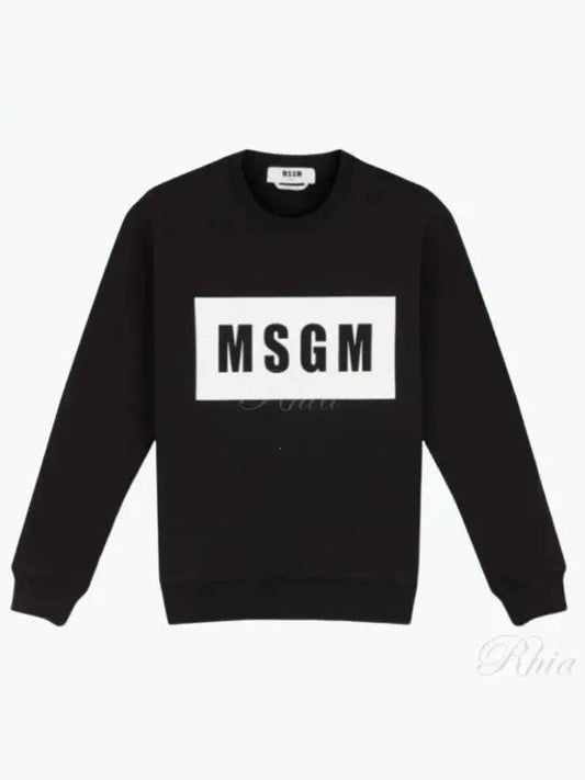 Box Logo Crew Neck Cotton Sweatshirt Black - MSGM - BALAAN 2