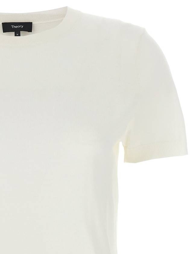 Women's Regal Wool Slim Crew Neck Short Sleeve T-Shirt Ivory - THEORY - BALAAN 4