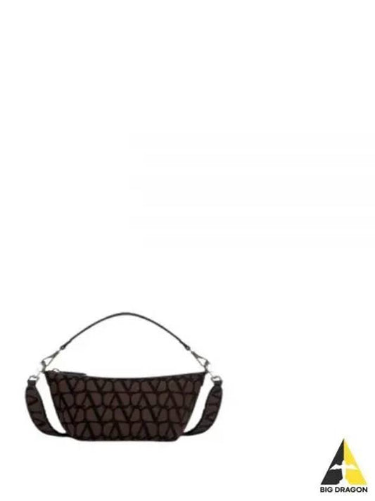 Toile Iconographe Fabric Leather Shoulder Bag Brown - VALENTINO - BALAAN 2