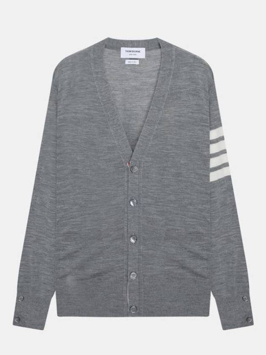 Men's Sustainable Classic Diagonal Wool Cardigan Pale Grey - THOM BROWNE - BALAAN 2