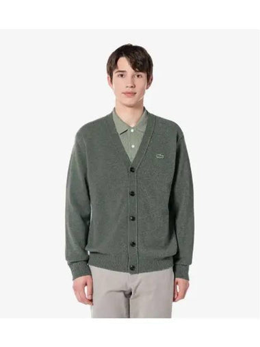 Men s Basic V neck Cardigan Khaki - LACOSTE - BALAAN 1