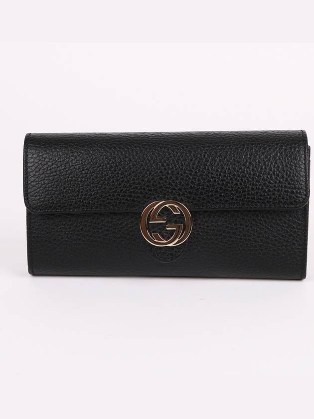 GG gold interlocking black long wallet 615524 - GUCCI - BALAAN 1