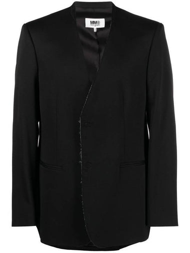 Raw Edge Button Fastening Pocket Jacket Black - MAISON MARGIELA - BALAAN 1