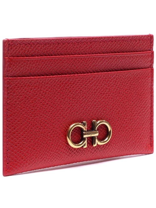 Gancini Card Wallet Lipstick Red - SALVATORE FERRAGAMO - BALAAN 4