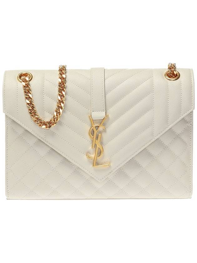 Gold Matelass Grain De Poudre Envelope Medium Shoulder Bag Ivory - SAINT LAURENT - BALAAN 1