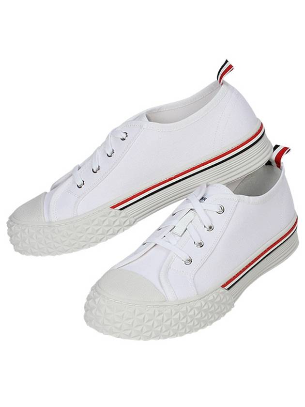 Striped Trim Lace-up Low Top Sneakers White - THOM BROWNE - BALAAN 2