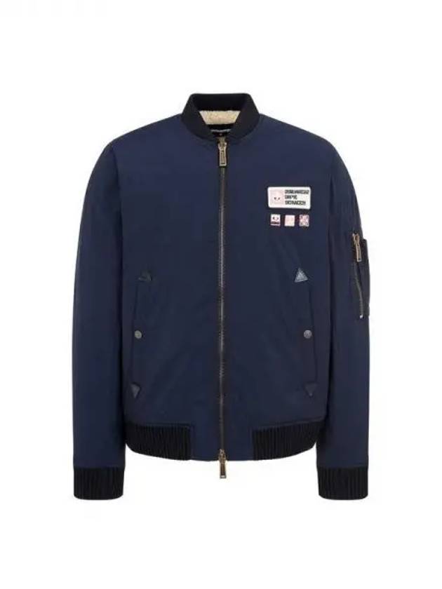 Men's Logo Wappen Lip Trimming Bomber Jacket Dark Navy 271449 - DSQUARED2 - BALAAN 1