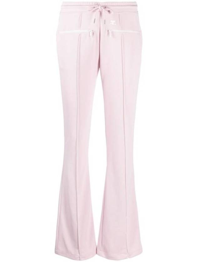 Embroidered Logo Flared Track Pants Powder Pink - COURREGES - BALAAN 1